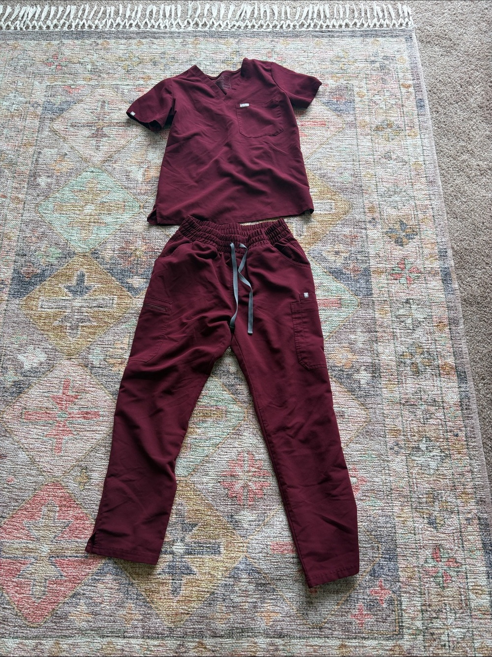 Burgundy figs medium petite yola pant small one pocket top